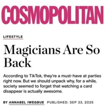 Cosmopolitan article. Magicians are so back.